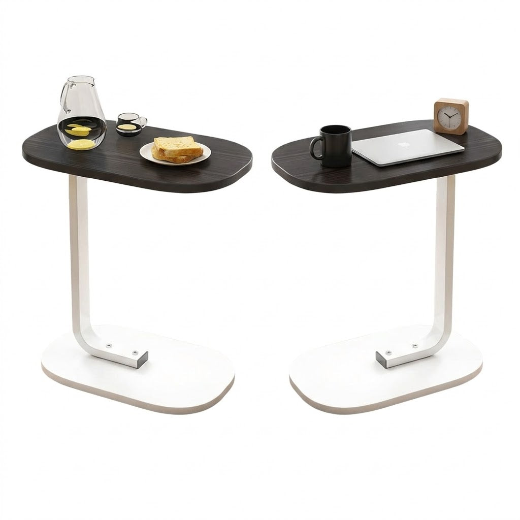 MFurn C-Shaped Side Table 2-Pack – Modern Narrow Sofa & Bed Coffee Tables with Metal Frame
