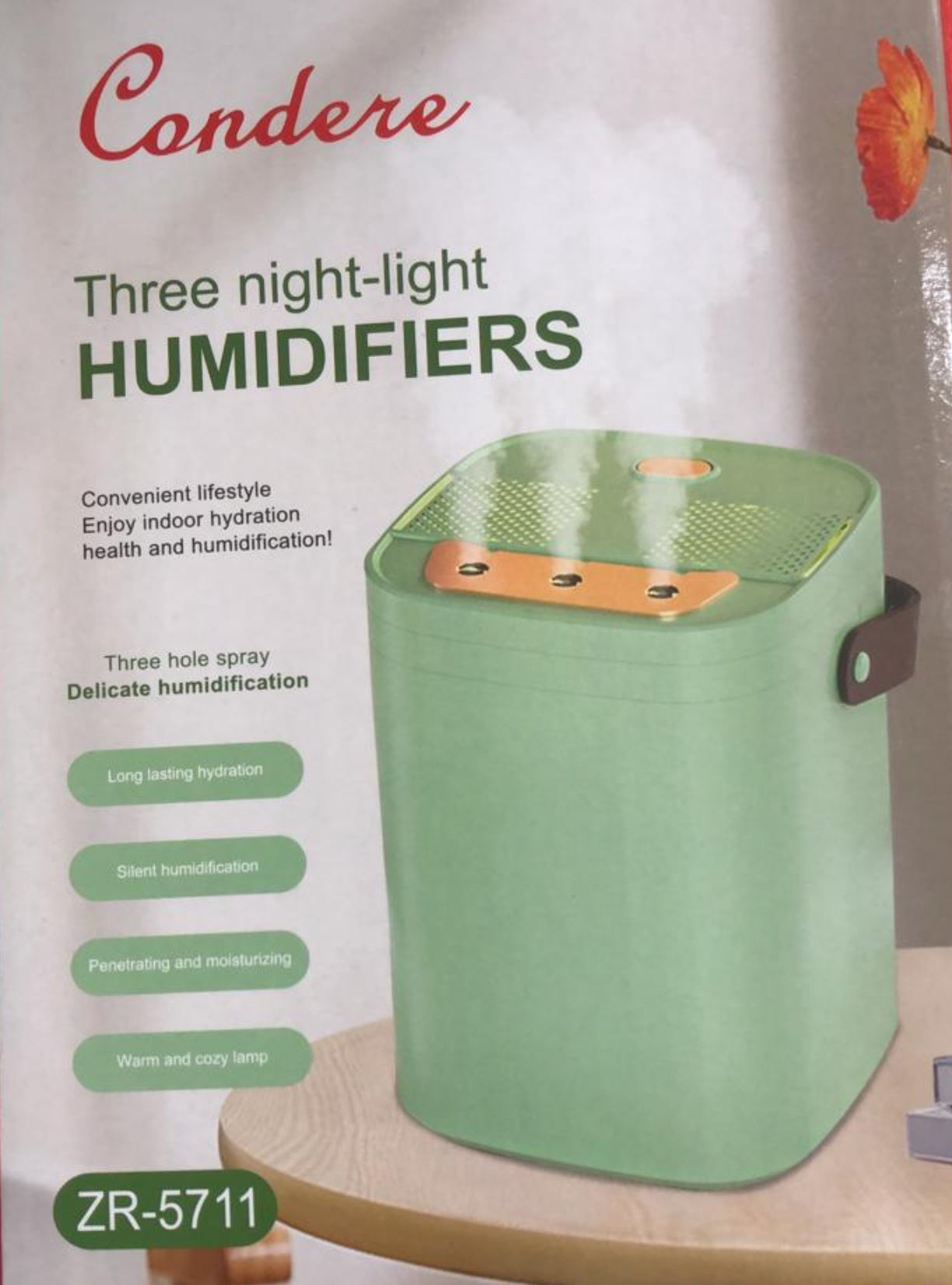 Condere Three-head Spray Mist Humidifier-Room/adjustable/auto-shut off Humidifiers- Three-speed Adjustment 1.8L