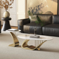 M-Furn Nordic Style Coffee Table Set 2pc Marble Top/Gold Trim