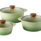 MHome 3-Piece Ceramic Cooking Pot Set with Glass Lids (Multiple Colors)