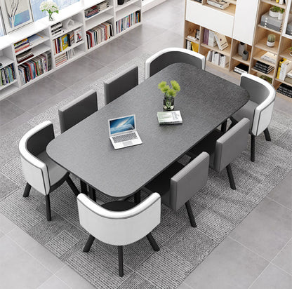 Grey Table / Grey & White Chairs