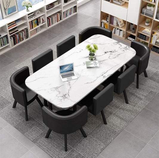 Nordic Style Table Set 8 Chairs + Dining Table , Rectangular Available In Various Colours Now Available!