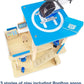 Kids Wooden Police Station Playset, RolePlay Dollhouse, 3-Level with Figures