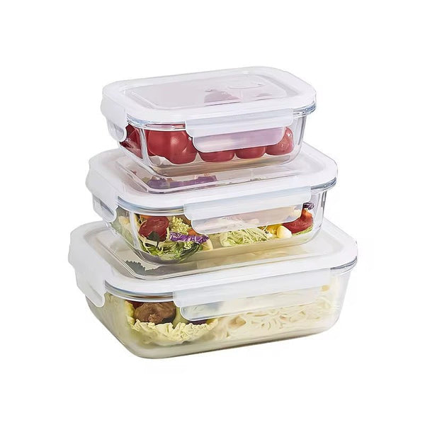 MHome 3pc Rectangular Heat Resistant Storage Container Set
