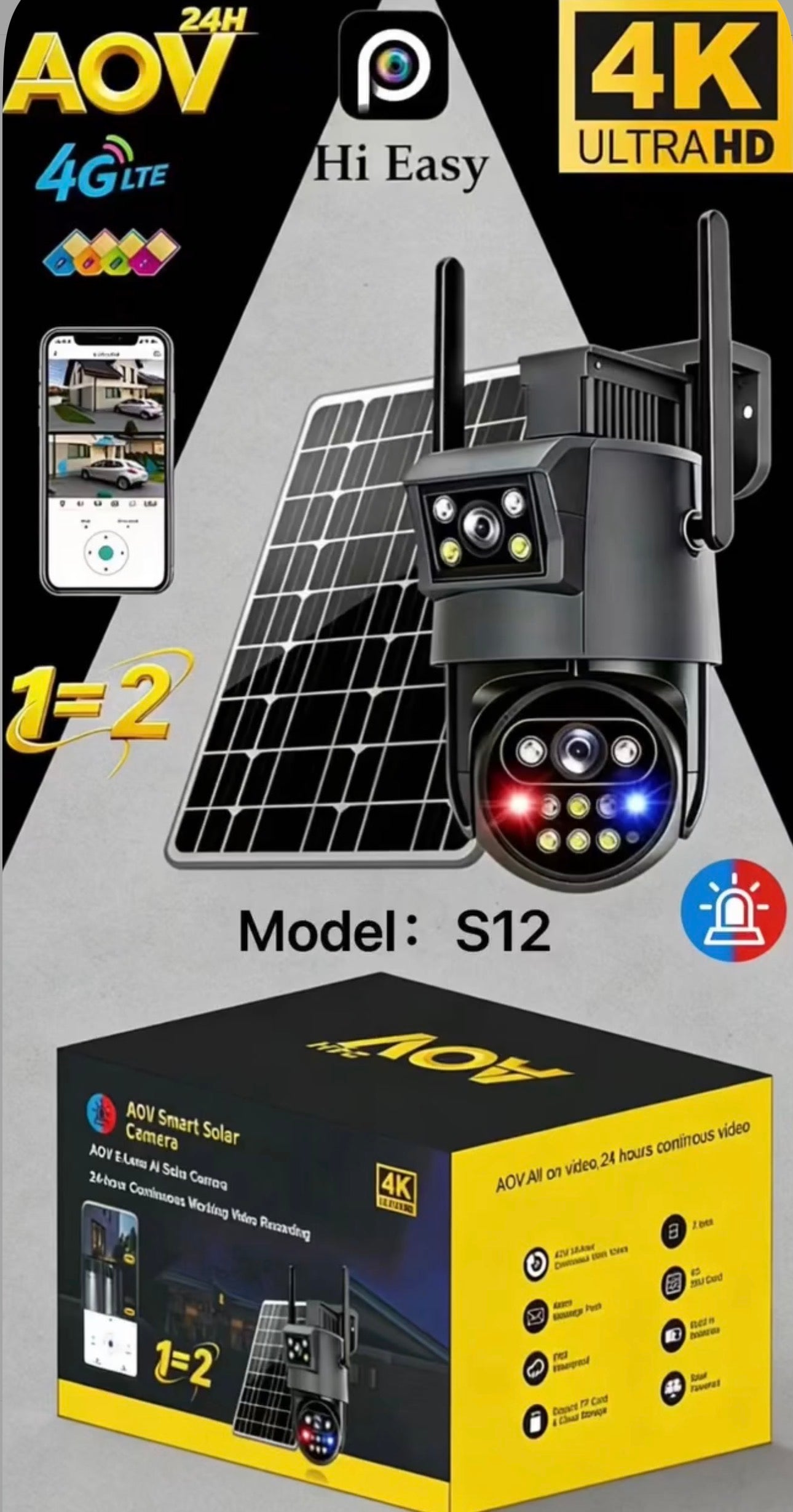 MHome Smart Solar Security Camera 2 Lens 4K