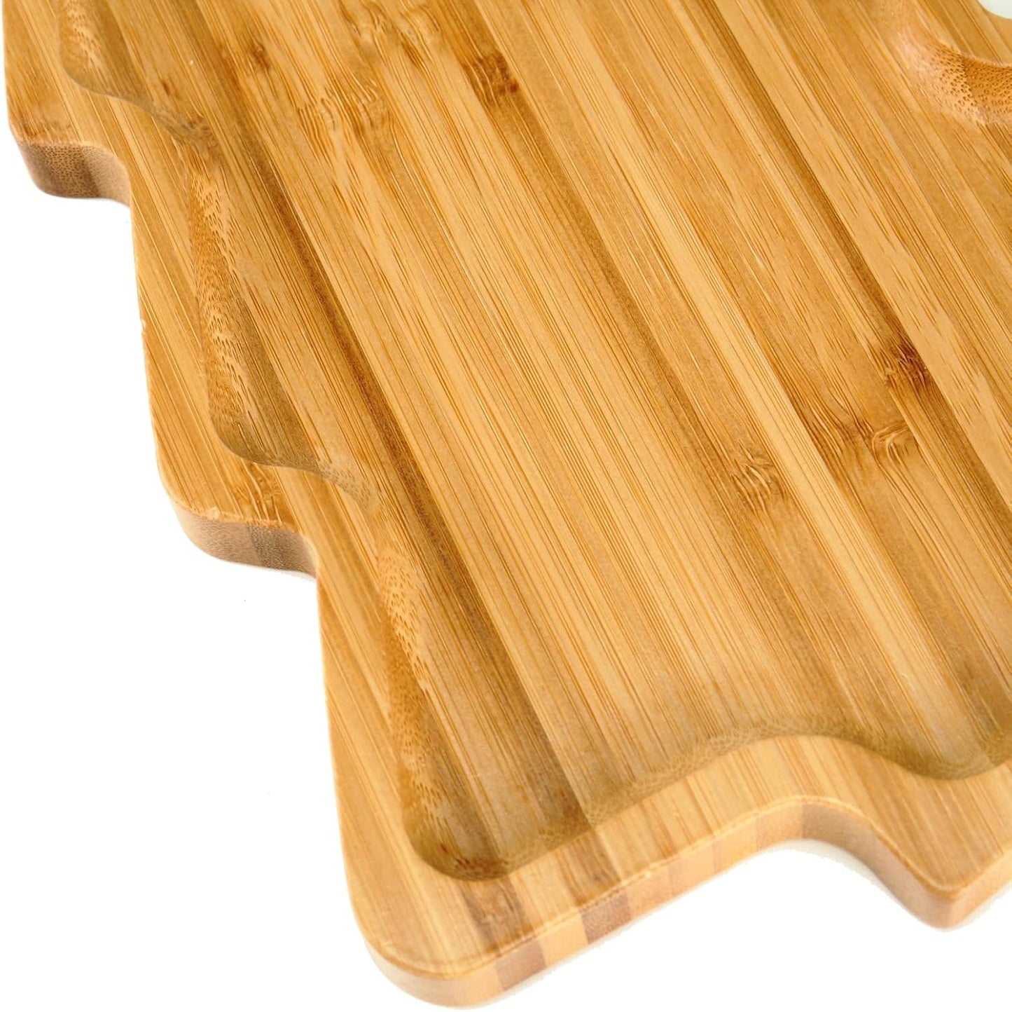 MHome Bamboo Christmas Tree Wooden Serving Platter