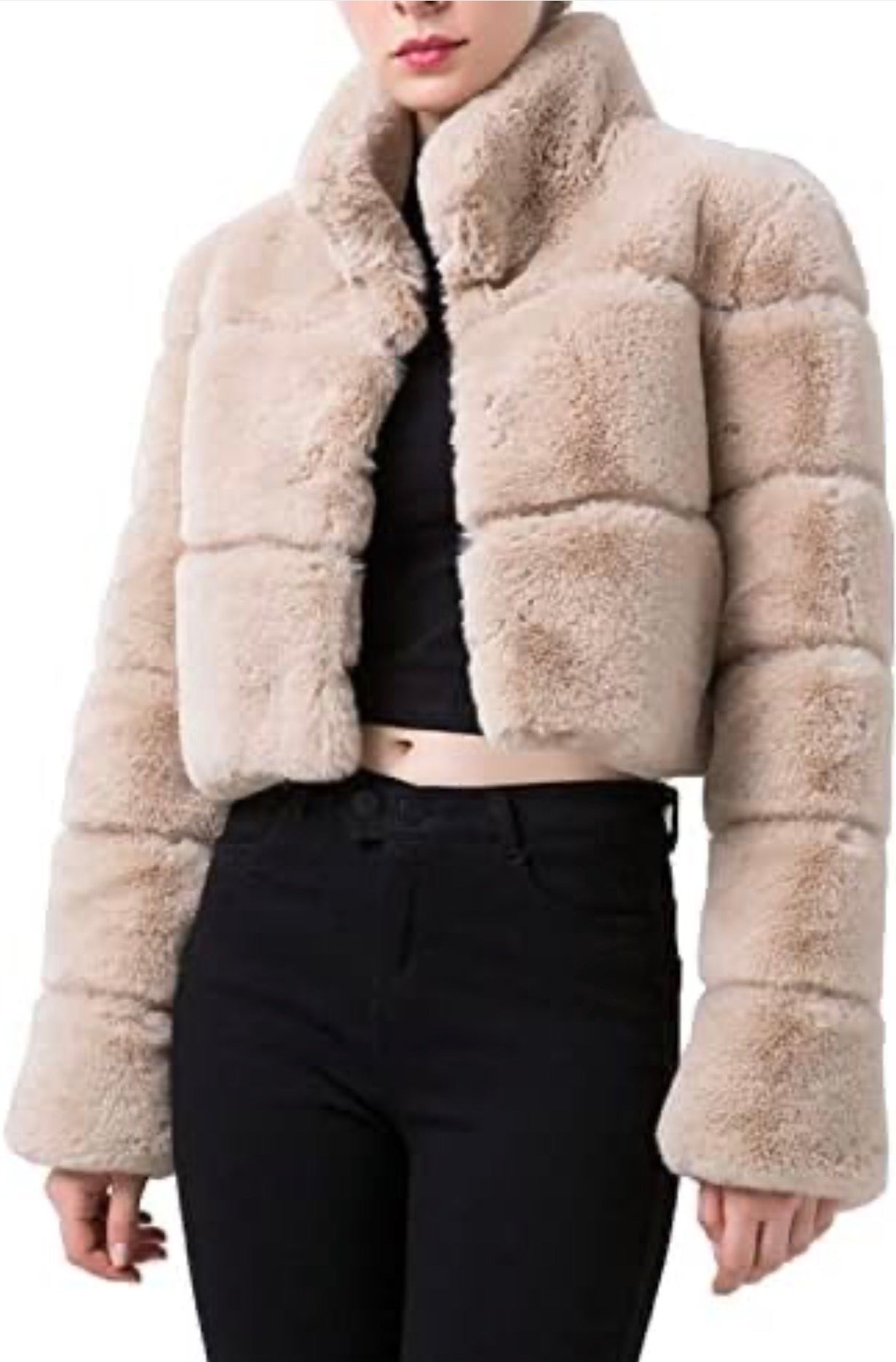 Ladies Faux Fur Cropped Jacket-Various Colours