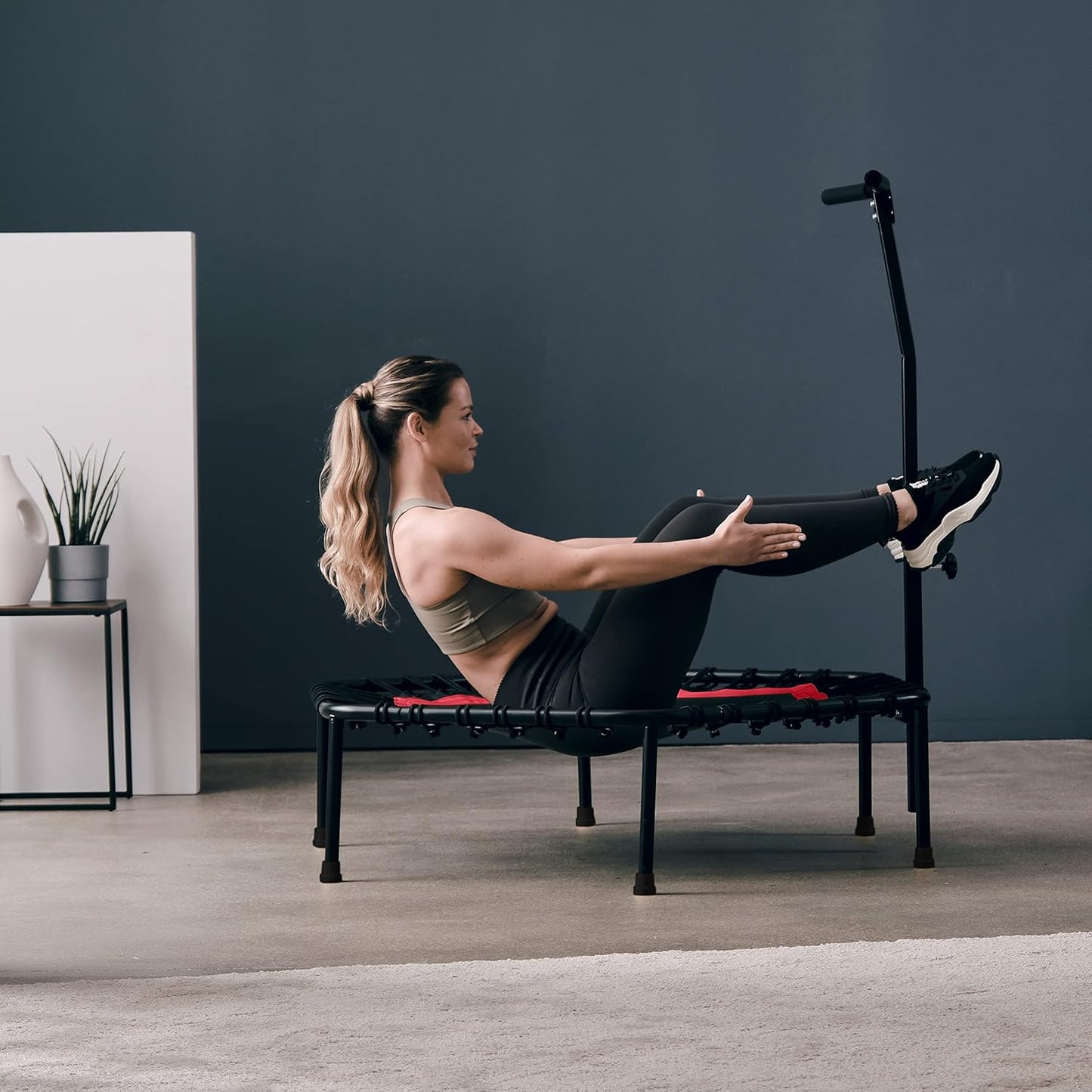 Heavy-Duty 110cm Fitness Trampoline with Adjustable Handlebar – Silent Bungee Rebounder for Adults &amp; Kids, 200KG Weight Capacity