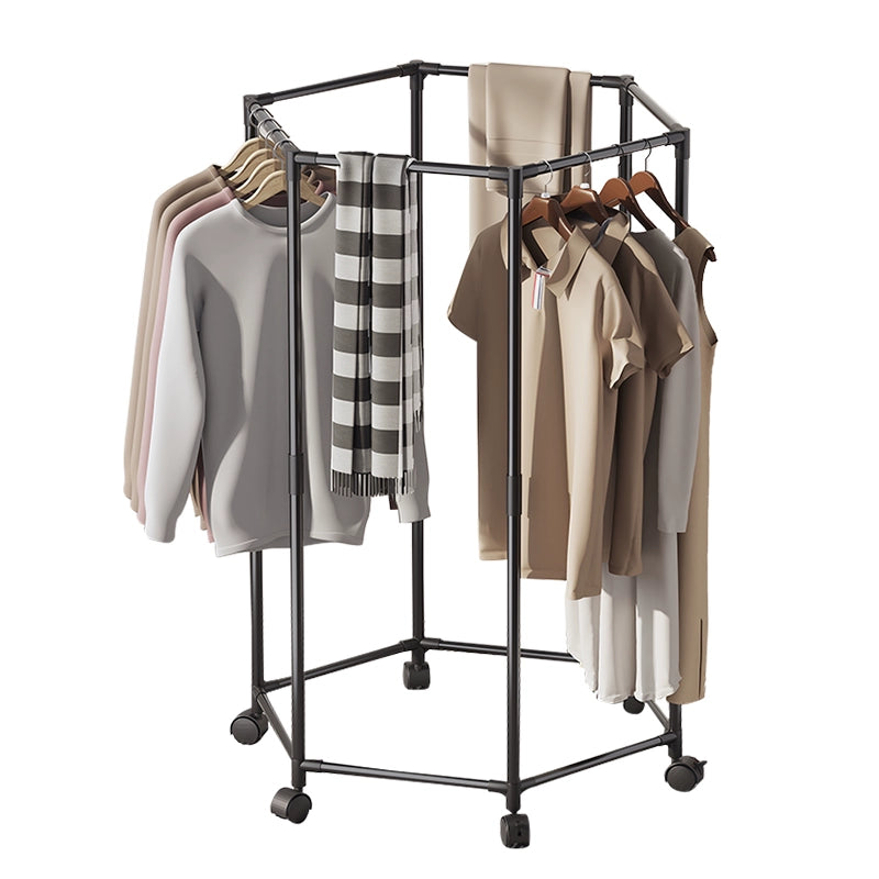 MHome Small  Hexagon Clothes Drying Storage Rack Movable With Wheels