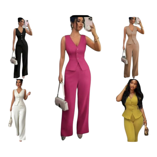 Women’s Elegant 2pc Pant/Vest - Various Colours