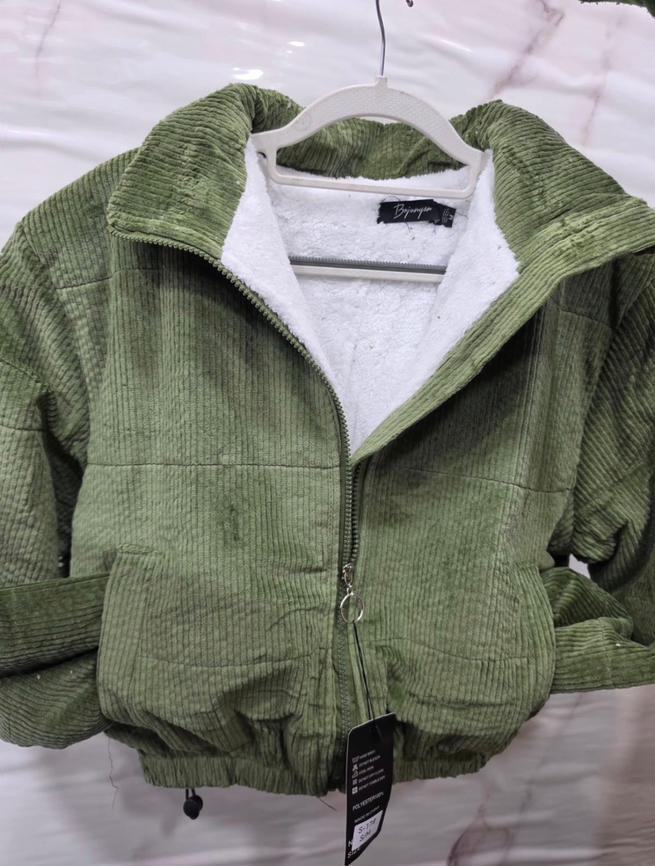 Ladies Cropped Corduroy Puffer Jacket-Various Colours
