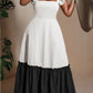 Ladies Two-Tone Ruffle-Sleeve Tiered Maxi Dress-Various Colours