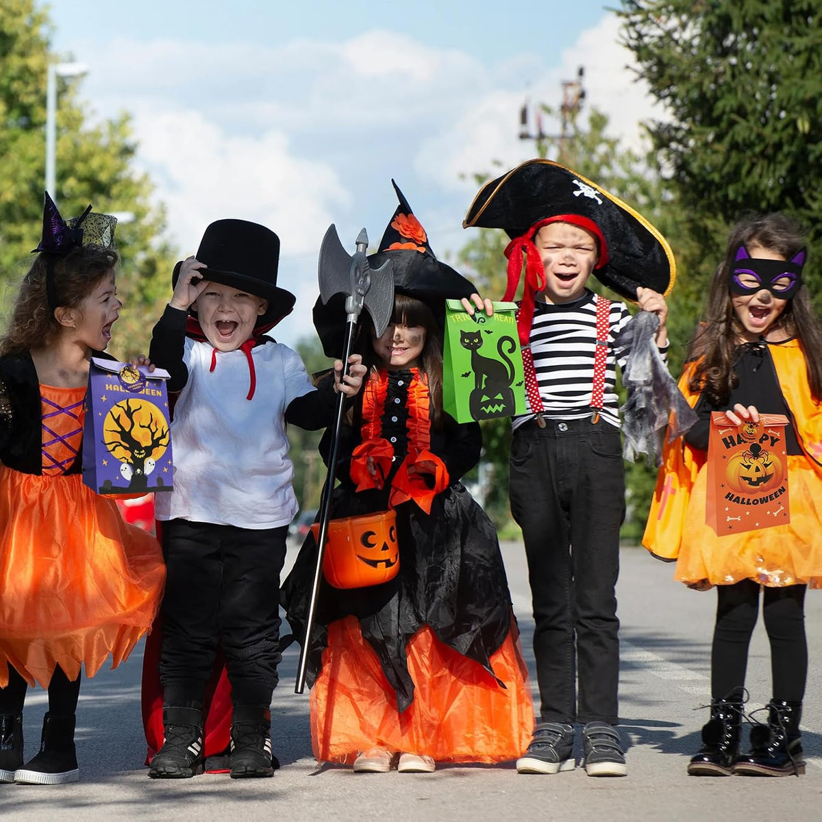 Halloween Trick or Treat Bags: 12 Pcs Paper Candy Bags for Kids' Party Favors