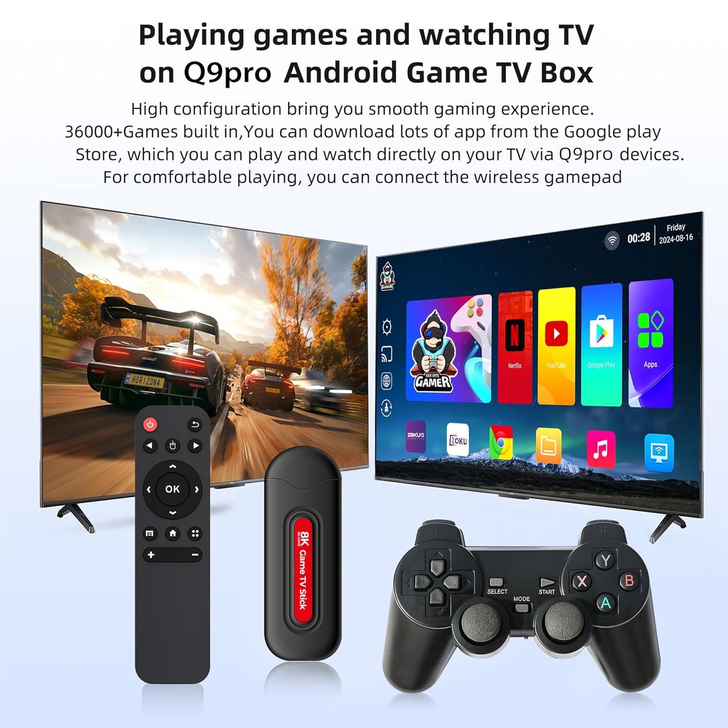 MTech Retro Game Console – Dual System TV Game Console with 49,000+ Games, 128GB TF Card, 4K HDMI Output & Wireless Controllers