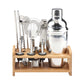 Cocktail Shaker with Wooden Stand Set 750ml - 12pc