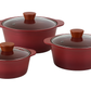 MHome 3-Piece Ceramic Cooking Pot Set with Glass Lids (Multiple Colors)