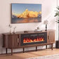MFURN Modern Mid Century Wooden TV Stand with built in Fireplace