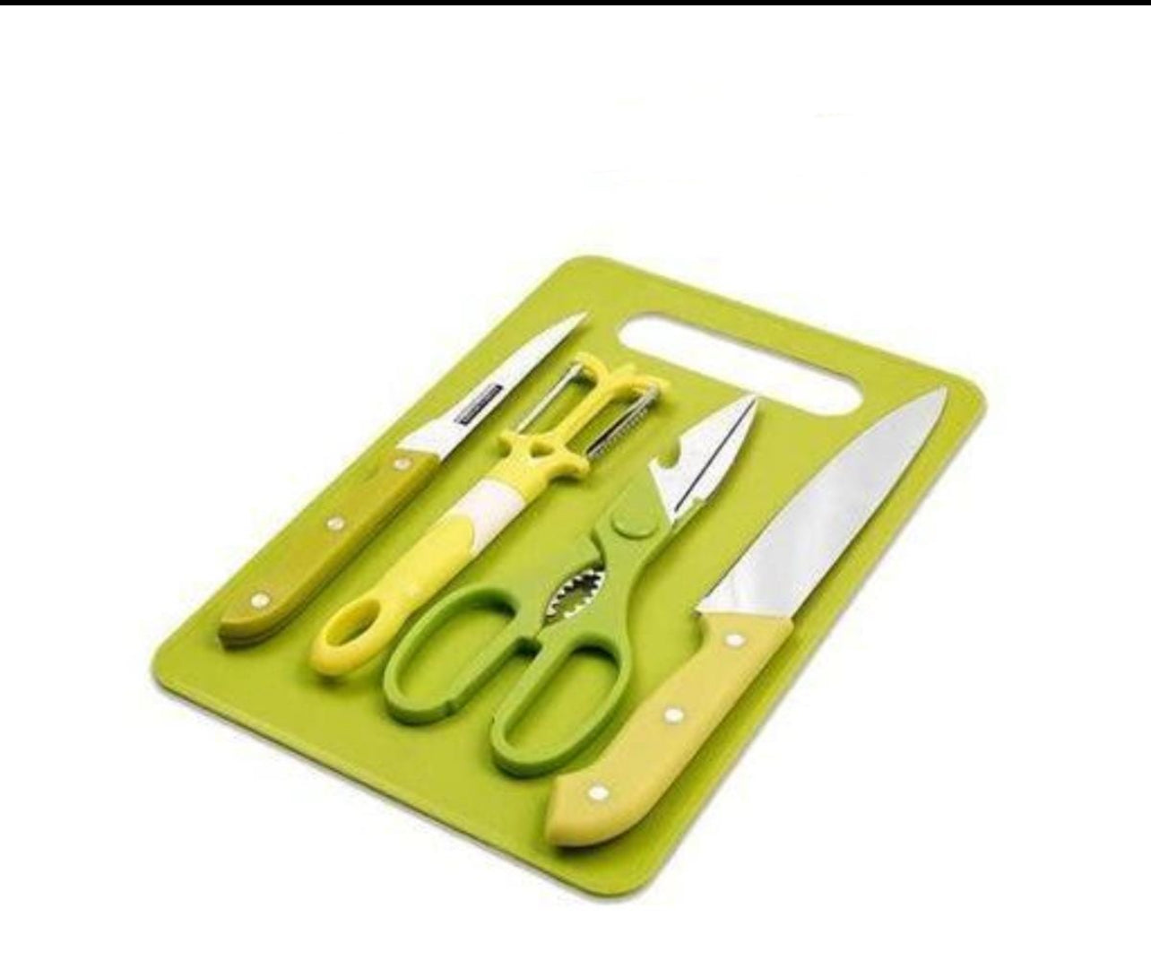 Prolific Chopping Board with 5pc Knife Set Green Only