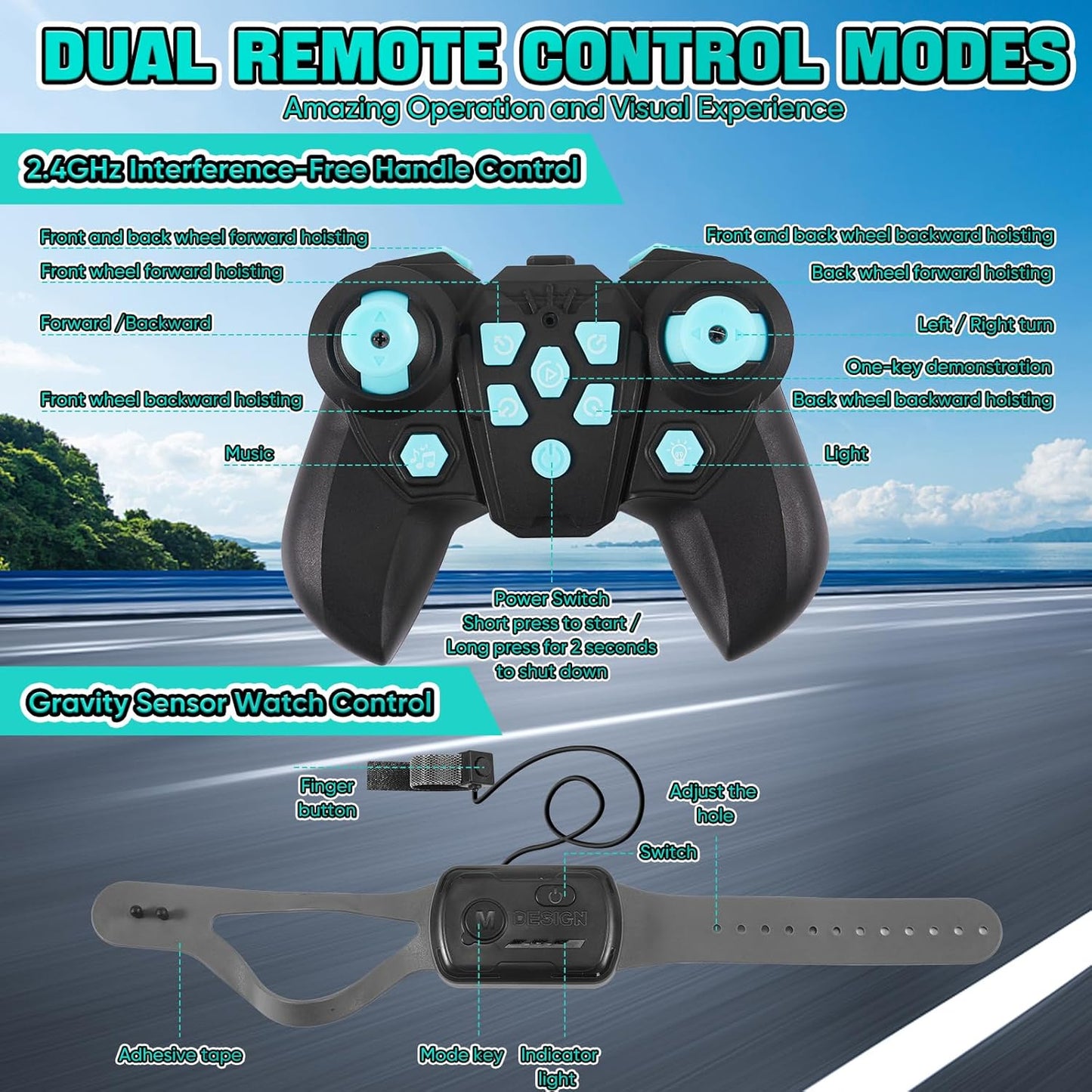 Remote Control Robot Dog Toy with Gesture Control, Lights & Music (8WD)