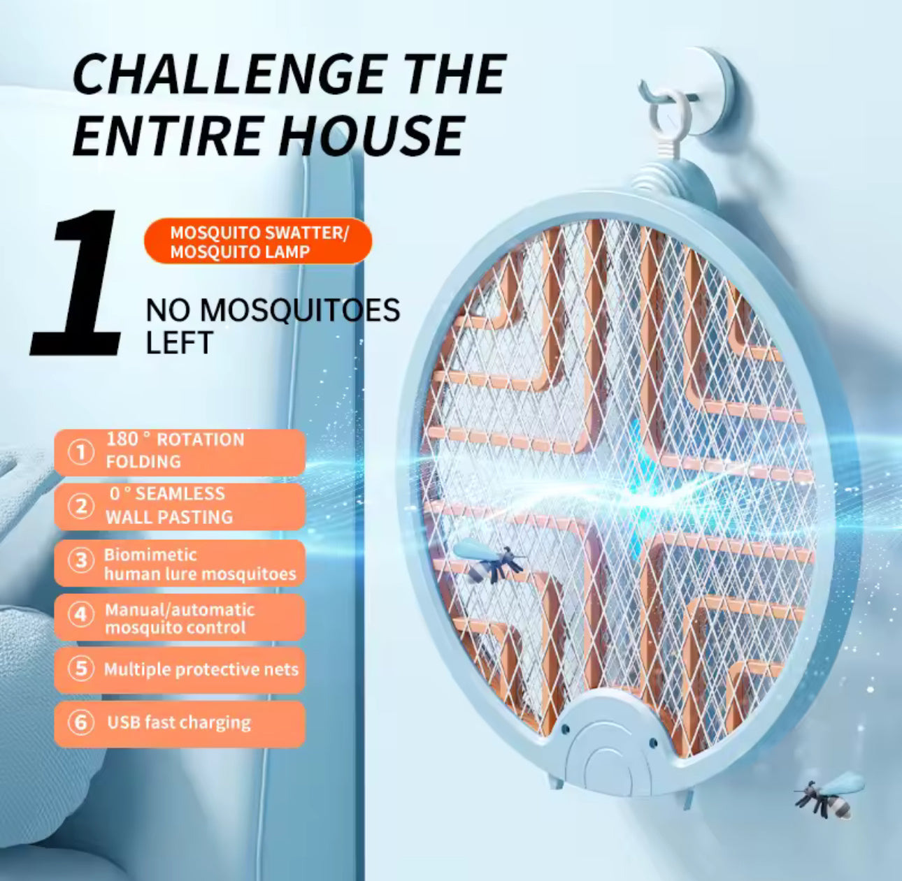 MHome 3:1 Foldable Mosquito Zapper Wand USB