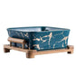 MHome Marble Ceramic Serving Bowl with Wooden Base
