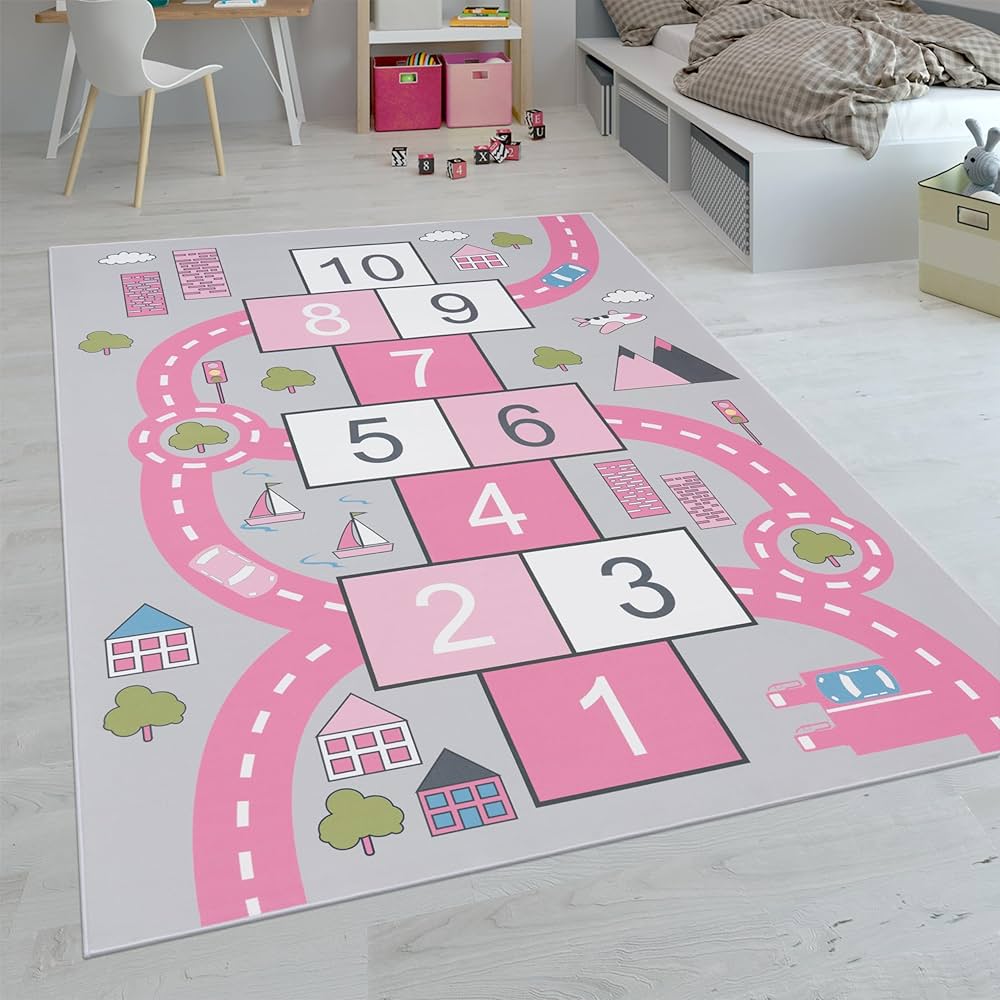 Children Playroom Rug Cartoon Track Traffic Map Carpets