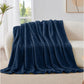 Flannel Luxury Ribbed Fleece Throw Blanket – 180 x 200cm Super Soft Faux Fur Micro-Mink Reversible, Warm & Cozy