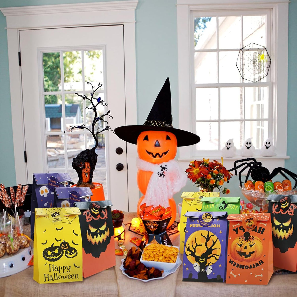 Halloween Trick or Treat Bags: 12 Pcs Paper Candy Bags for Kids' Party Favors