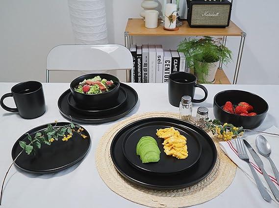 MHome 16-Piece Dinnerware Set – Microwave Safe Stoneware