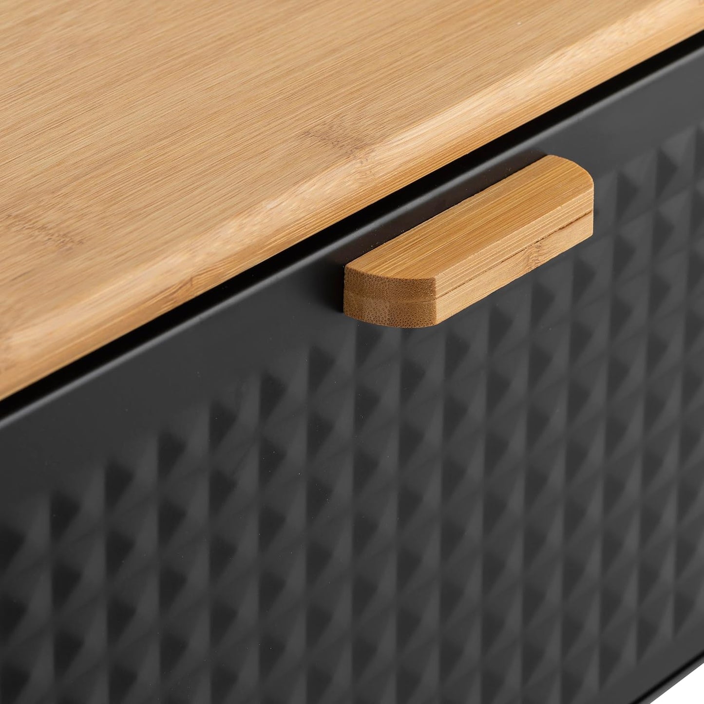 MHome Vintage Iron Bread Box with Wooden Lid – Large Kitchen Storage Bin