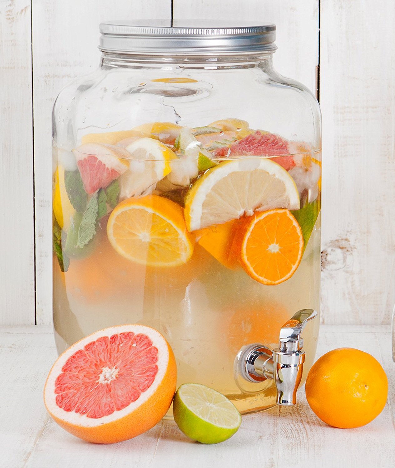 4L Glass Beverage Dispenser With Stainless Steel Lid & Spigot – Cold Drinks Server