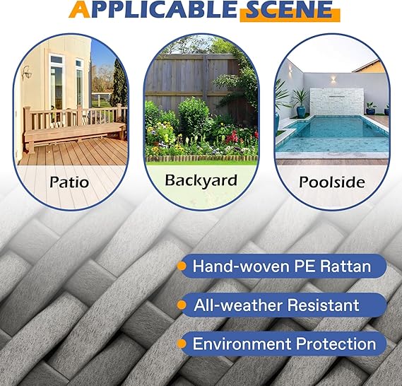 MFurn Di Inspired 6 Piece Rattan Outdoor Sofa Set With Table And Waterproof Cover