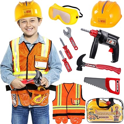 Tacobear Construction Worker Costume for Kids Engineering Role Play