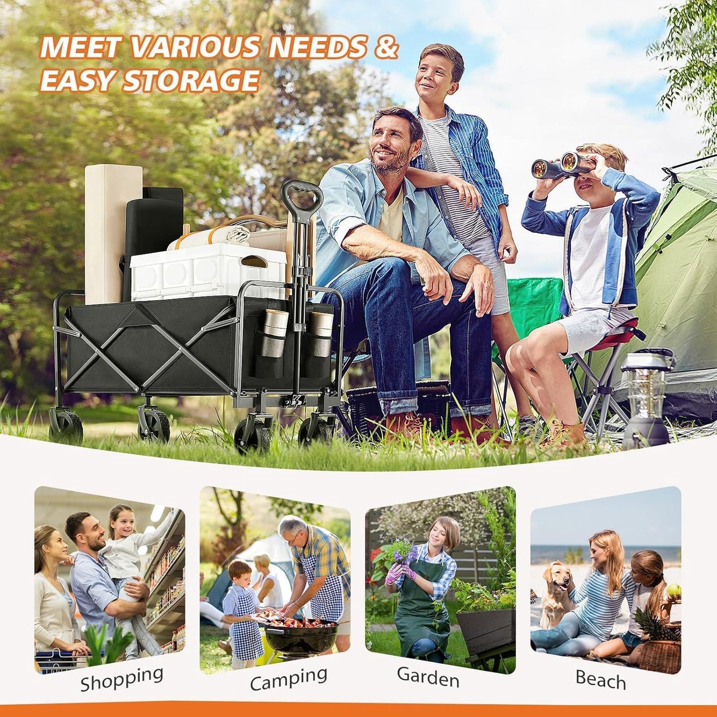 MHome Heavy Duty Foldable CampingTrolley Cart