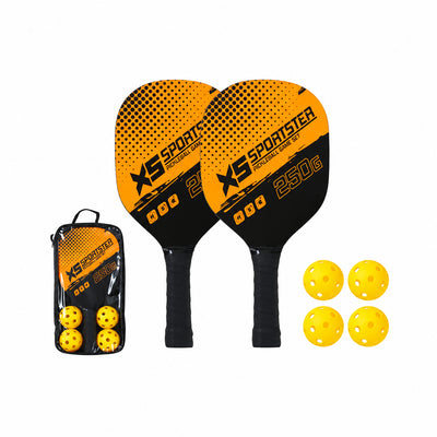 Pickle Ball Set, 2 Wooden Paddle Rackets with 4 Balls