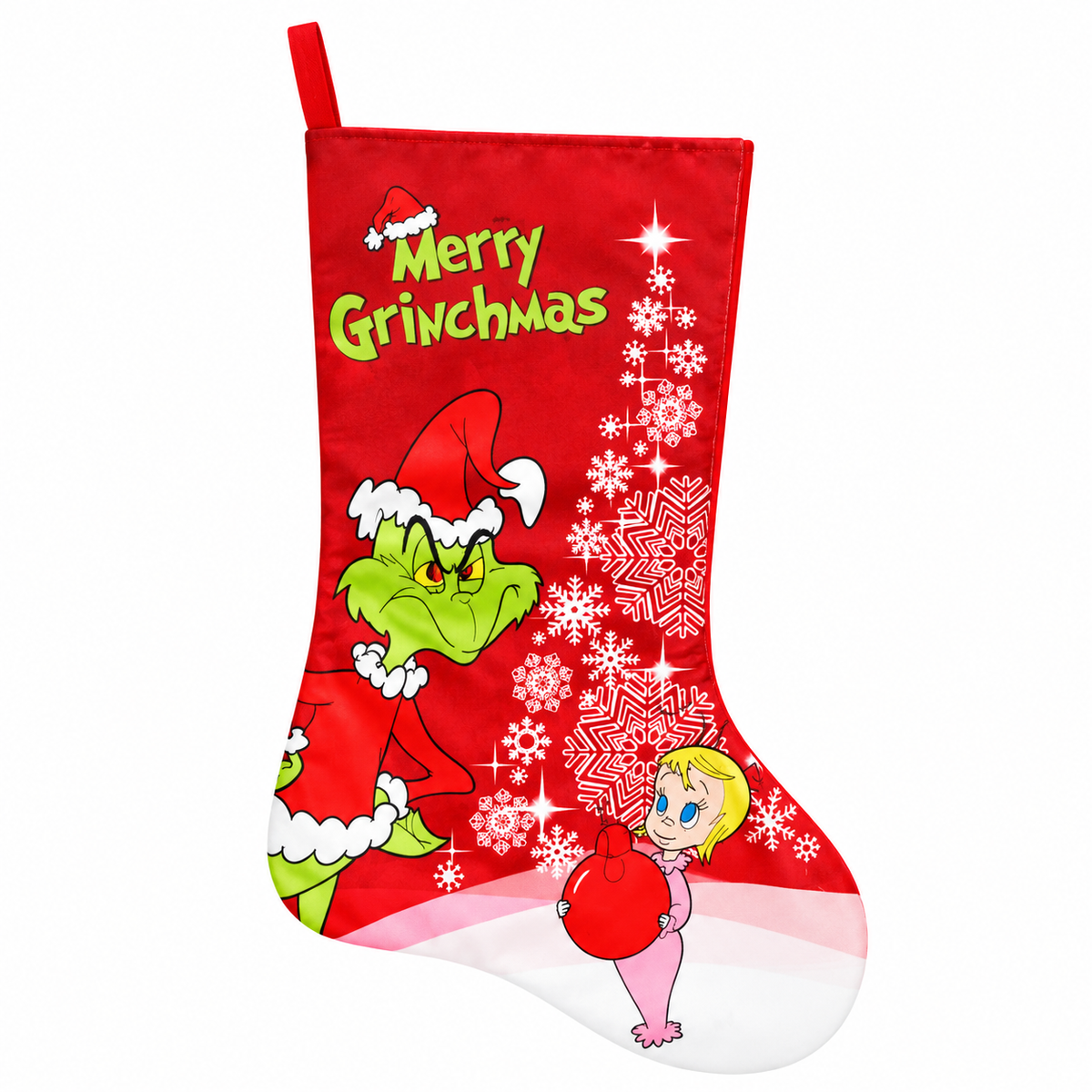 Grinch Christmas Stocking, 46 cm Large Hanging Stocking, Festive Mantel and Fireplace Decoration