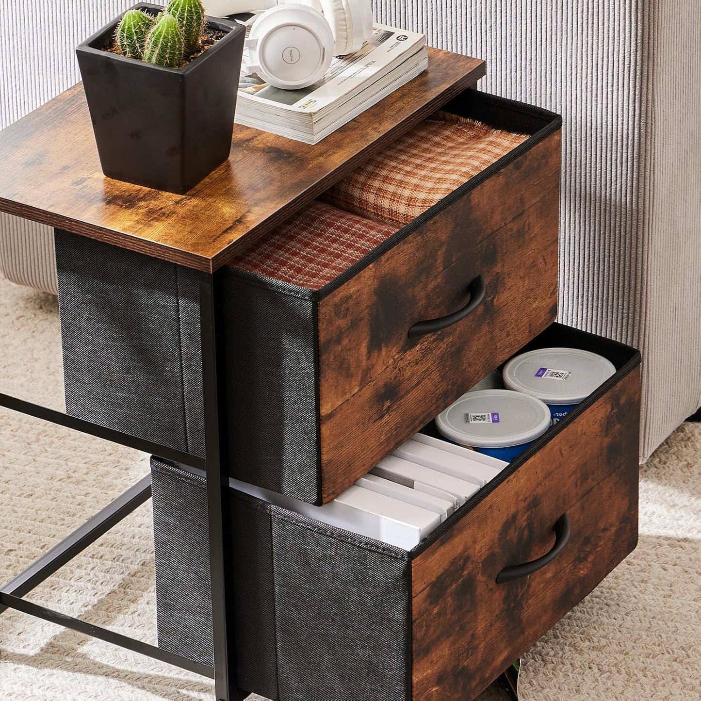 MFurn Fabric Storage Drawer Cabinet | Multi-Purpose Dressing Table & Closet Organizer