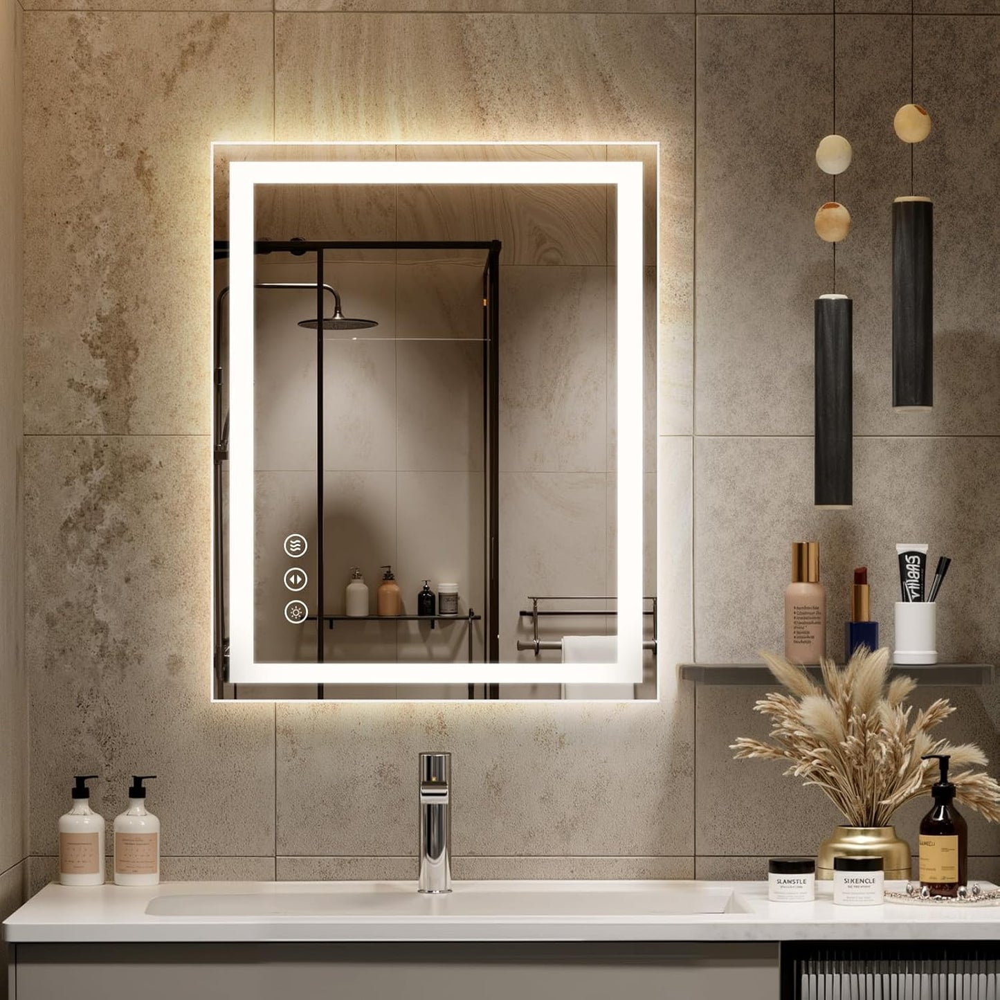 MHome 60 × 80 cm Frameless LED Bathroom Mirror with Lights