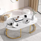 Modern Oval Faux Marble Coffee Table with Gold Metal Frame