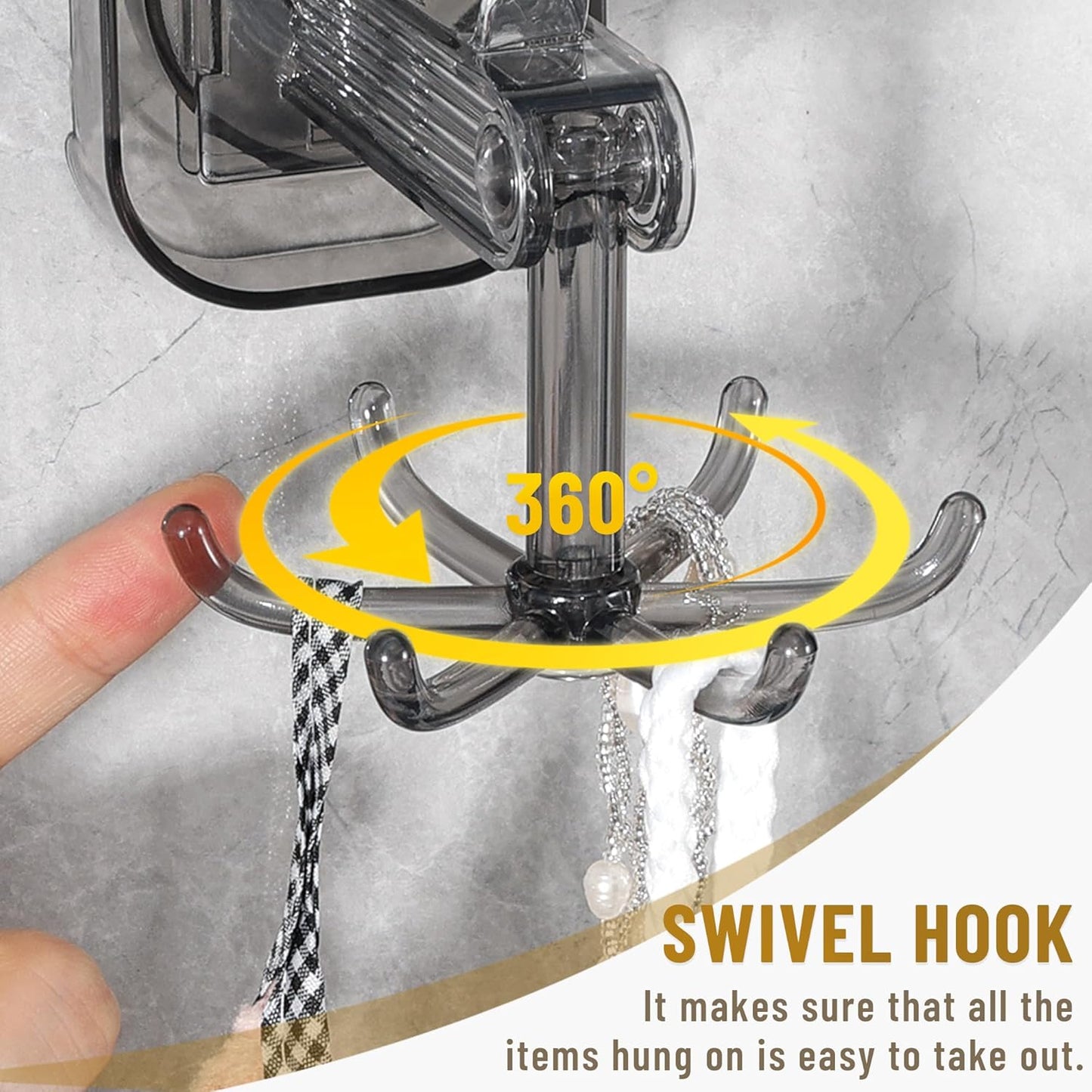MHome Wall & Ceiling Rotary Hook – 6-Claw Swivel Suction Hook for Bathroom & Kitchen Storage