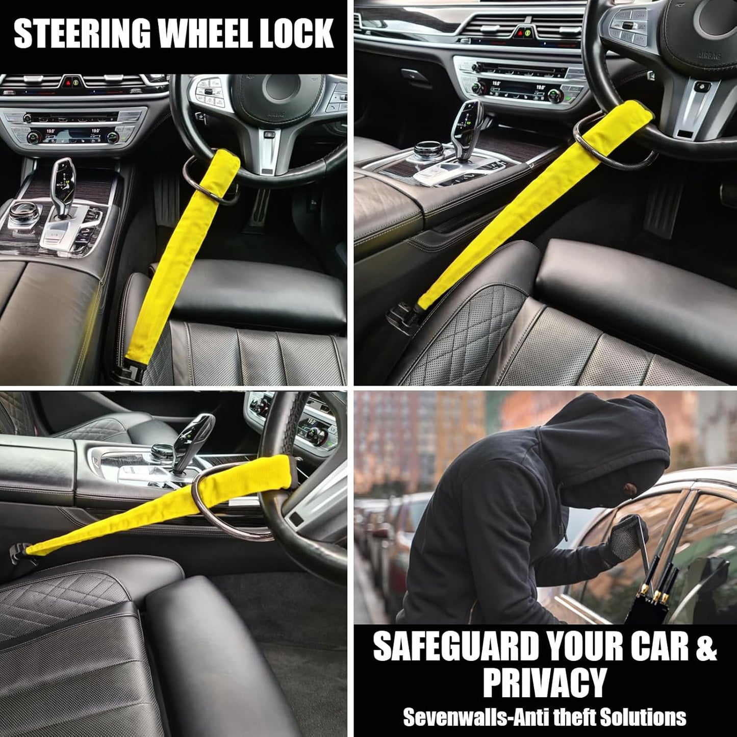 Steering Wheel & Seat Belt Anti-Theft Car Lock