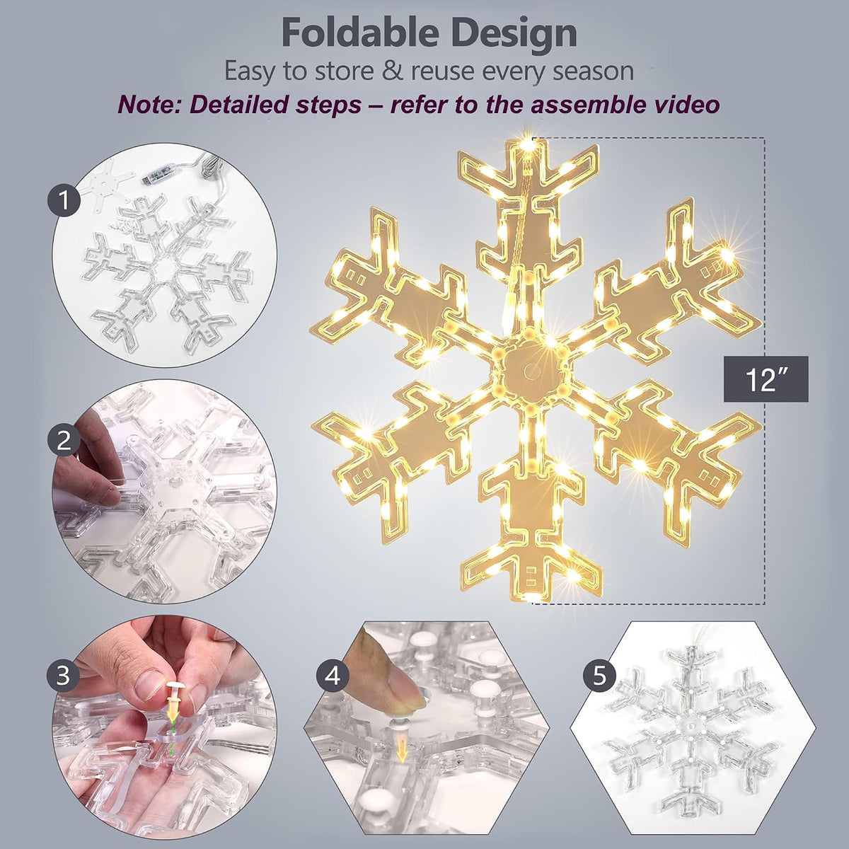 RGB USB LED Snowflake Curtain String Lights with Remote, 4m x 0.6m