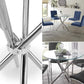 MFurn Glass Dining Table with Cross Stainless Steel Legs