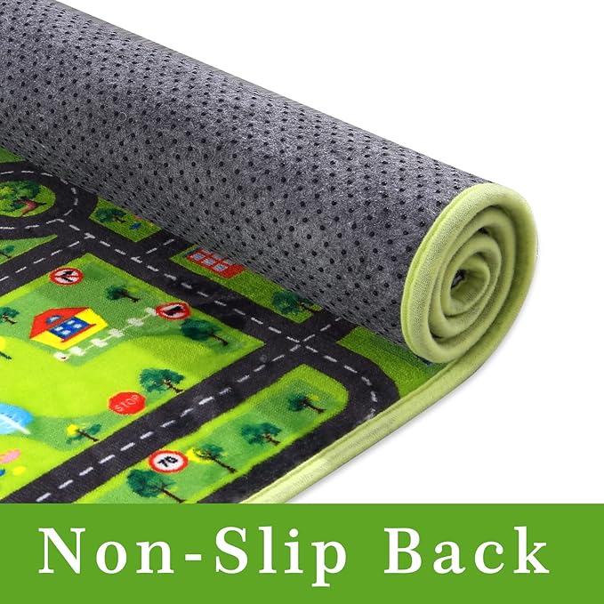 Children's Educational Road Traffic System Multicoloured Play Mat for Playing with Cars