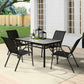 MFurn Leah Inspired 6pc Outdoor Dining Set – Patio Table, Chairs & Umbrella All-Weather Textilene Garden Furniture