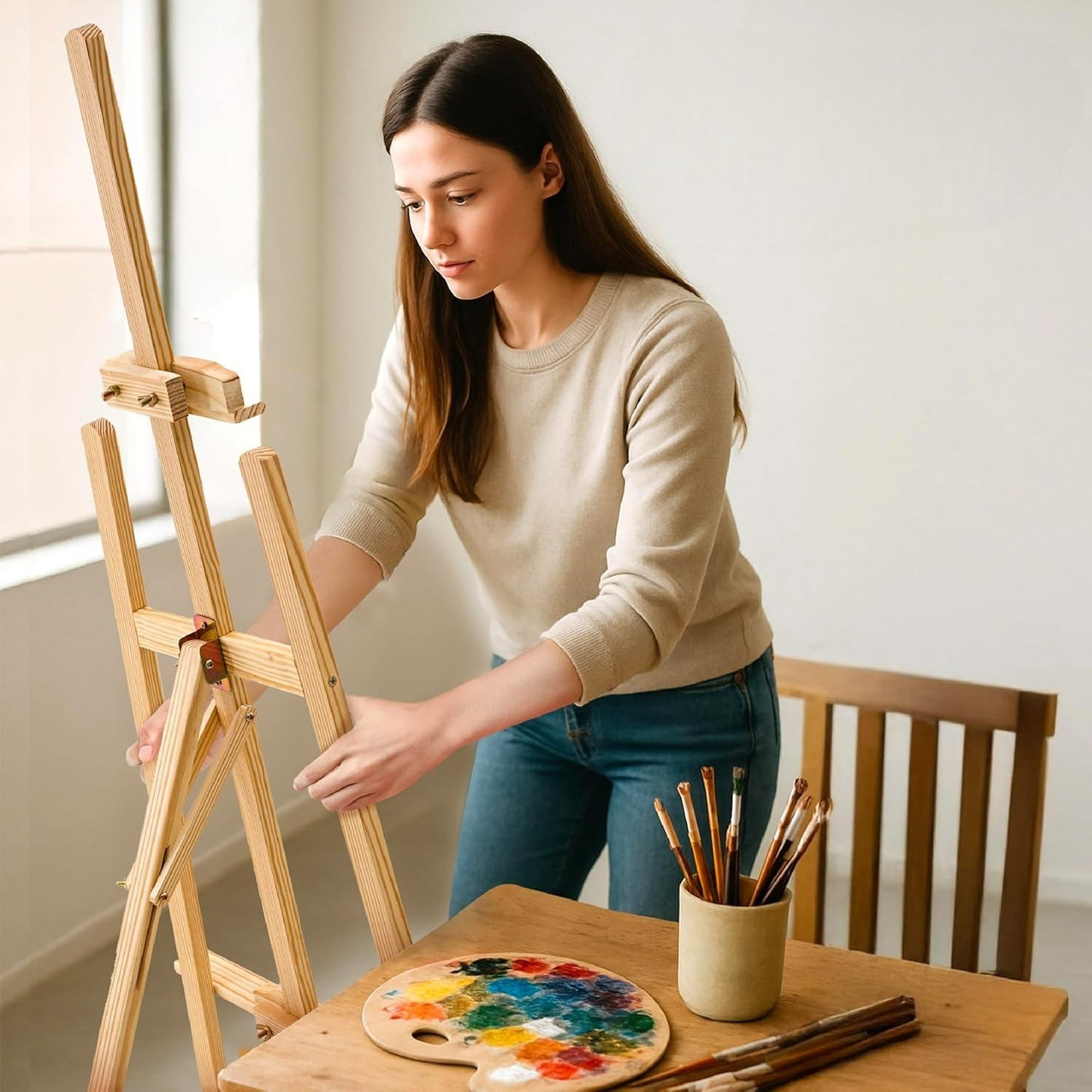Wood Easel 175cm Adjustable Folding Canvas Stand Painting Display
