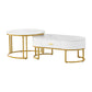 MFURN Set of 2 Nesting Modern Coffee Tables – Gold Metal Frame & Spacious Marble-Effect Surface
