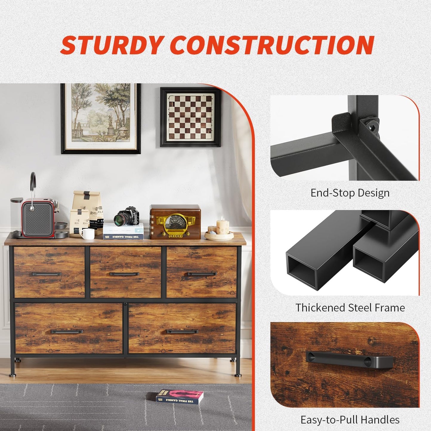 MFurn Storage Cabinet – 5, 7 & 9-Drawer Fabric Dresser & Organizer