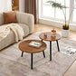 MFurn 2pc Nesting Side Tables – Round Wood Top with Sturdy Metal Frame