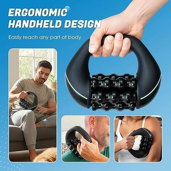 MSportz Electric Handheld Rolling Massager,Electric Rolling Percussion Massager,Marvixor Cellulite Roller,Ergonomic Multiple Handles, 3 Strength Levels, and 24 Massage Buttons
